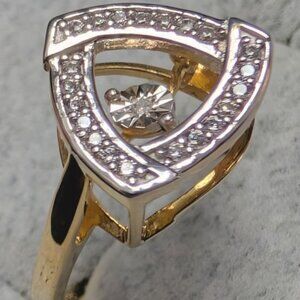 Gold Plated Sterling Silver 3.08g Dancing Diamond Ring - Size 9